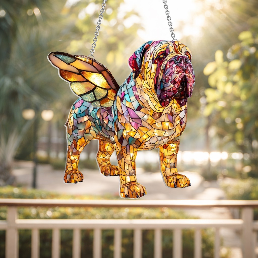Personalized Neapolitan Mastiff Dog Acrylic Faux Stained Glass Suncatcher