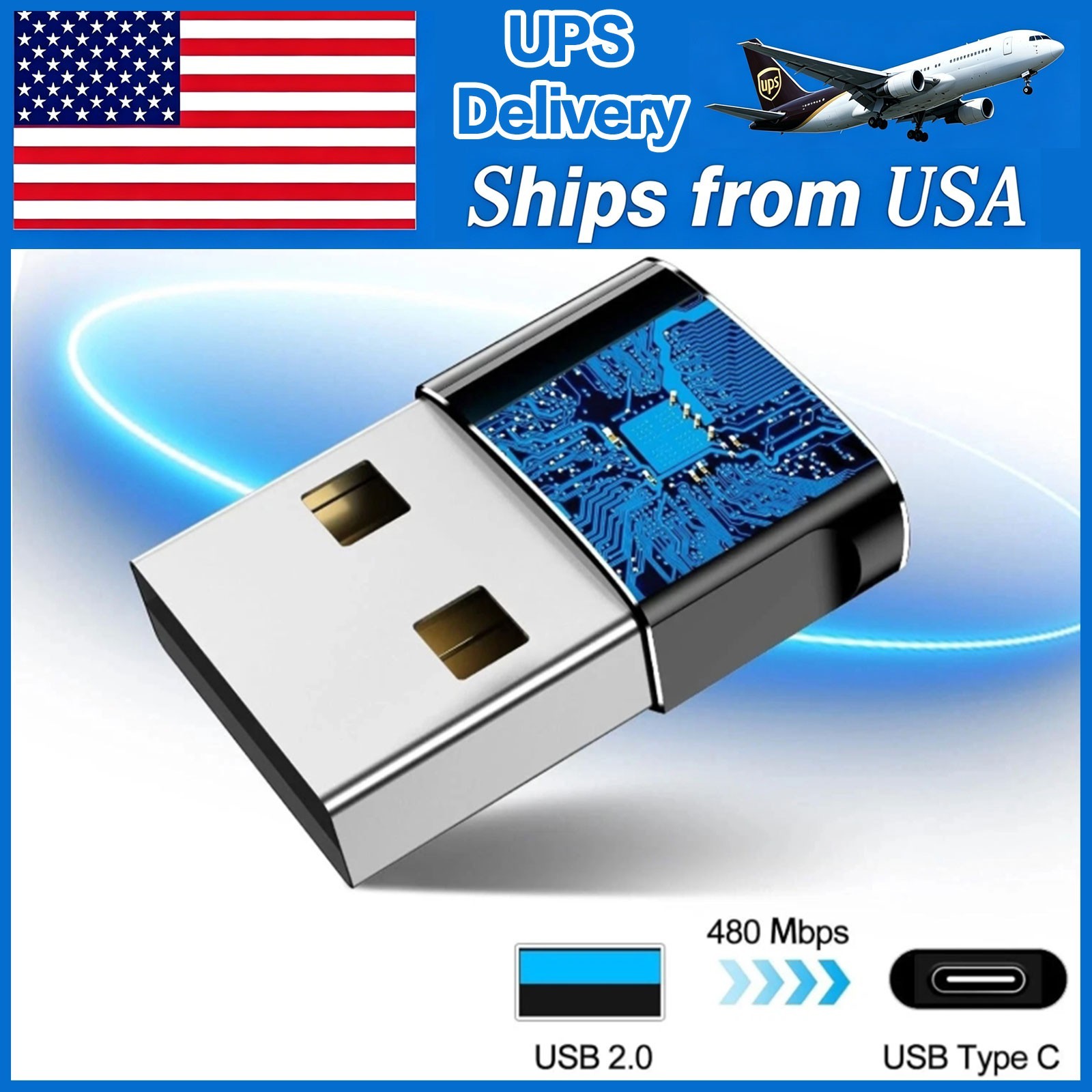 1 PACK USB to USB C Adapter Type-C Female to A Male OTG Converter Car Charger