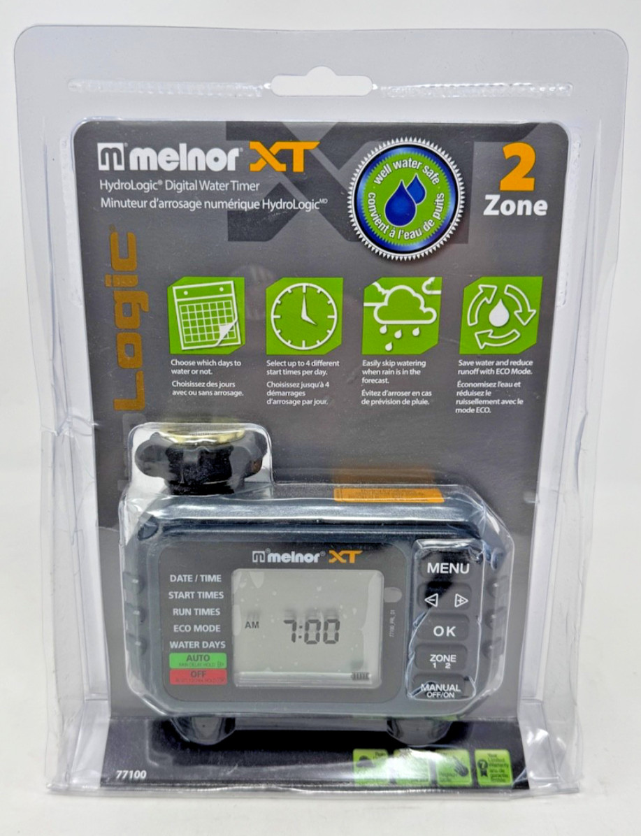 Melnor XT HydroLogic 2-Zone Digital Water Timer 77100 NEW