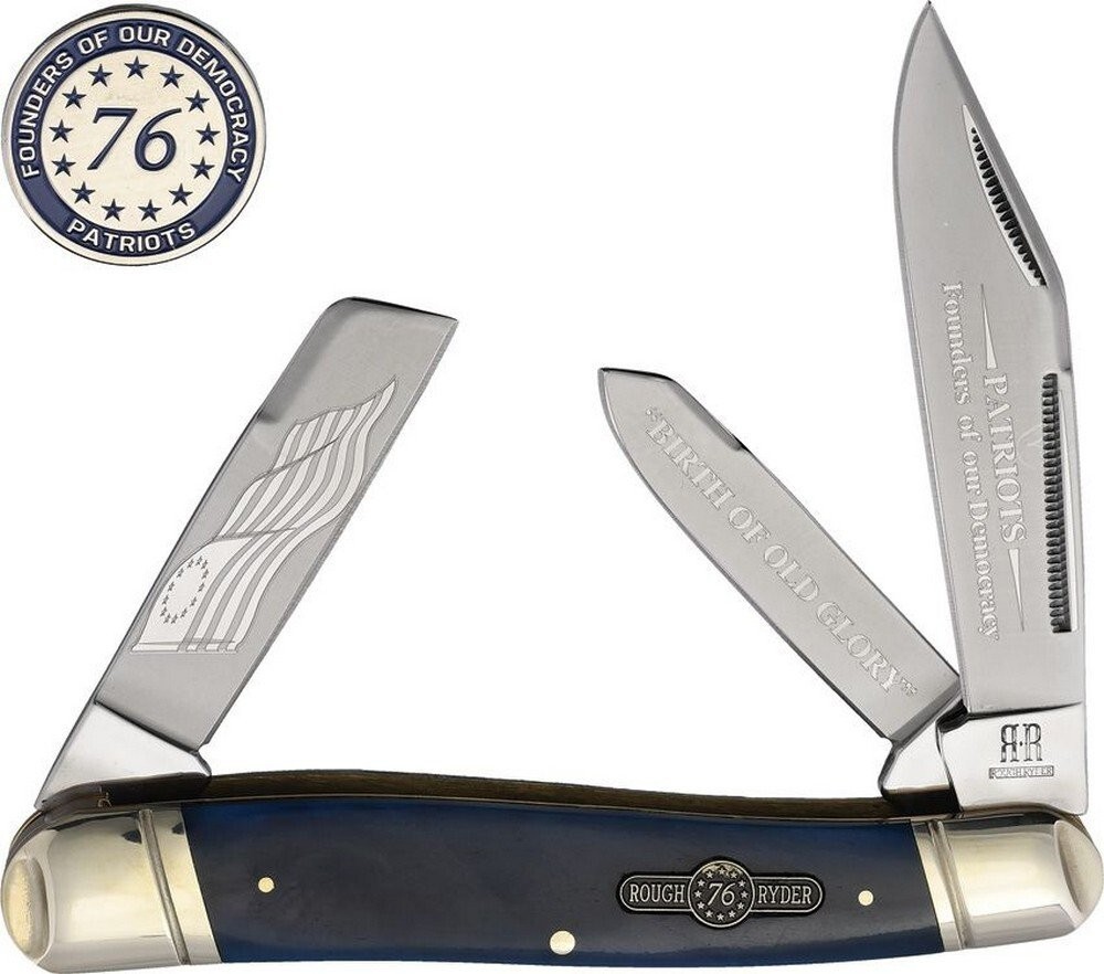 Rough Ryder Patriot Series Stockman Folding Knife Stainless Blades RR2512-KC015H