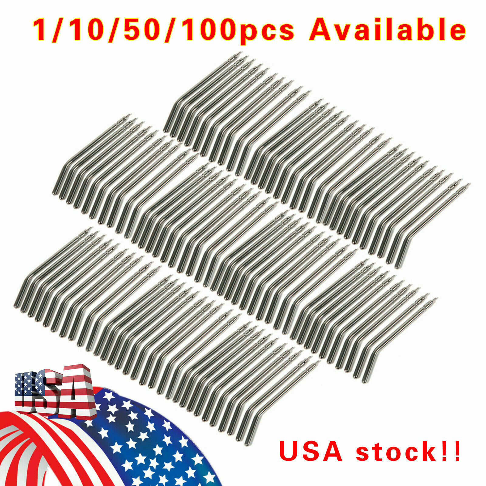 50/100PCS Dental Air Water Spray Triple Syringe Nozzles Tips Tubes Solid Alloy