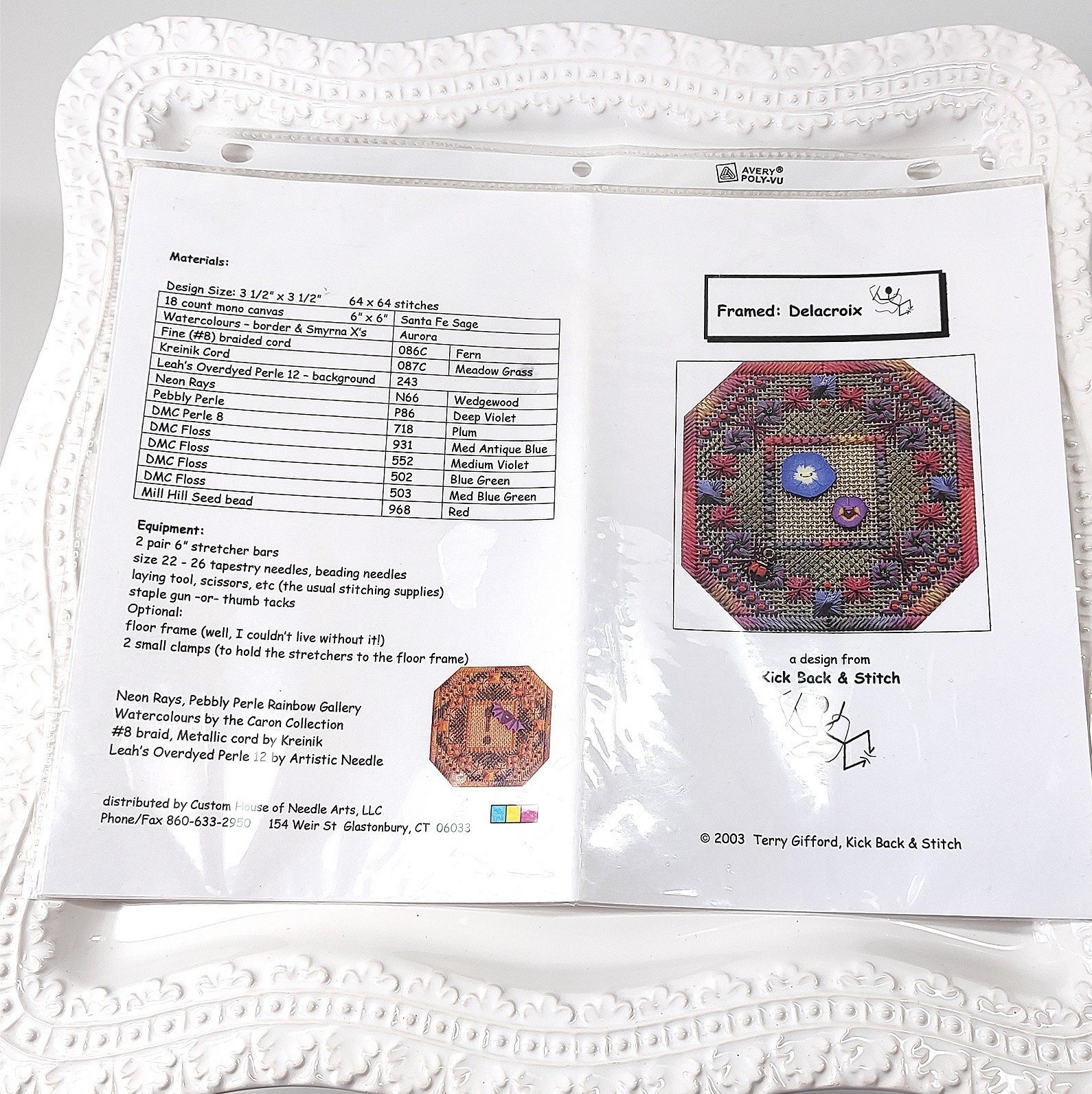 Delacroix Needlepoint Pattern '03 Gifford Kick Back & Stitch Geometric Booklet