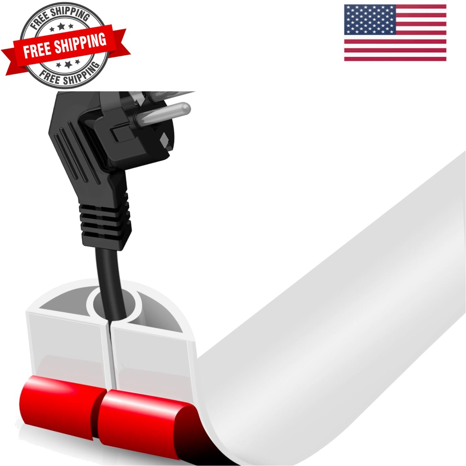Floor Cord Cover Self Adhesive Cord Hider,3.3FT Cable Management, Extension S...