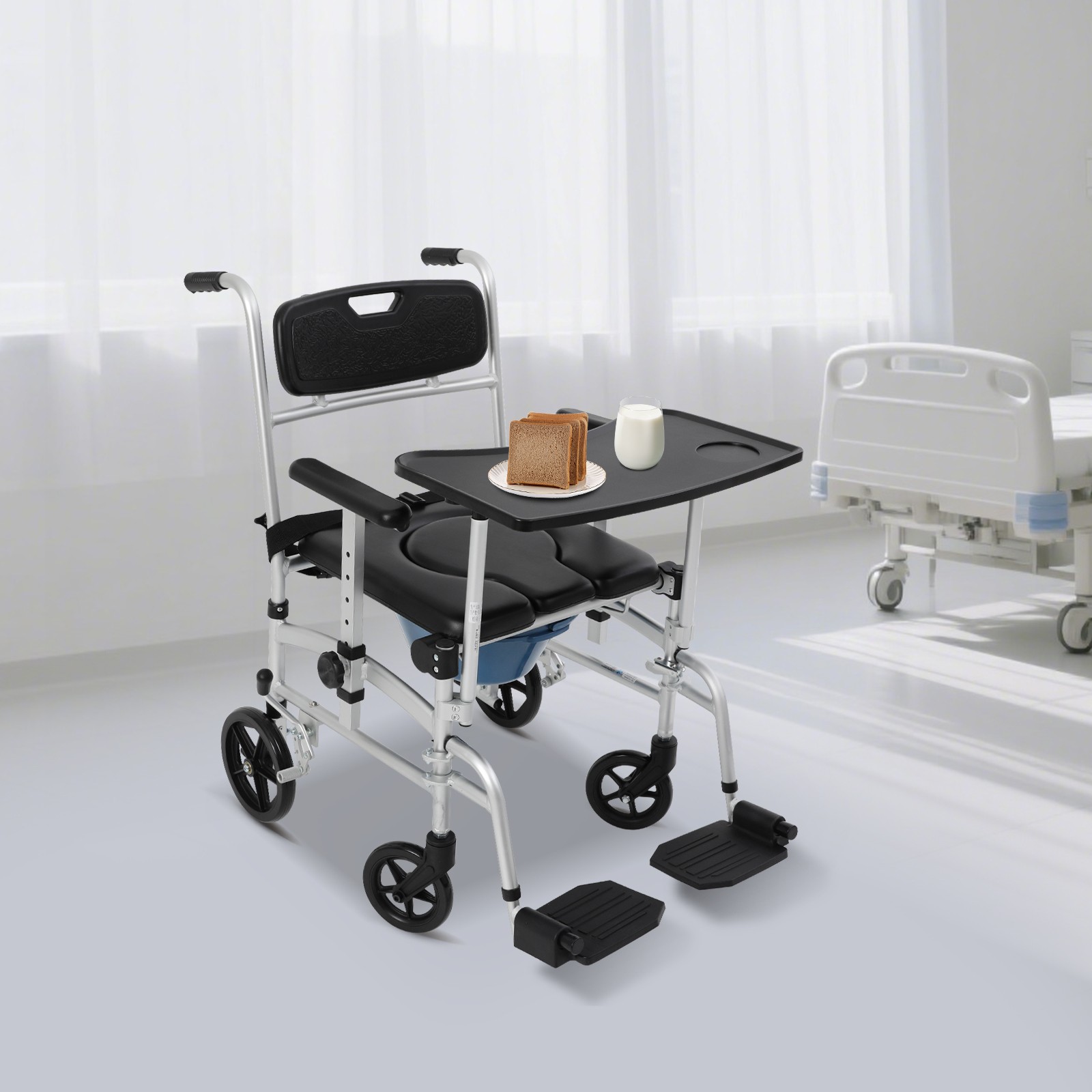 Bedside Commode Wheelchair Toilet Wheelchair Commode Wheelchair with Armrests