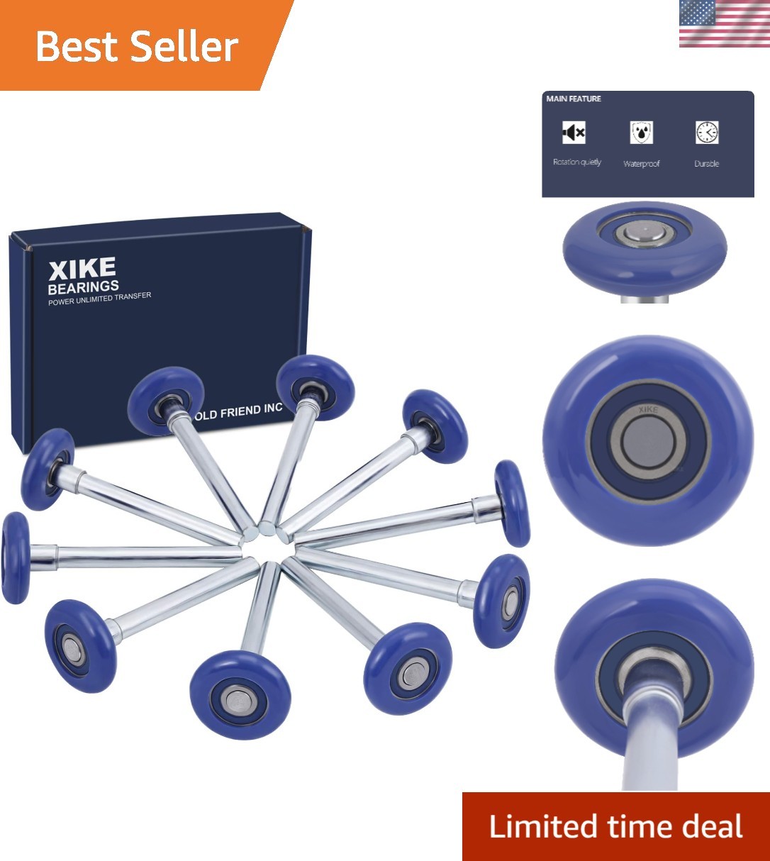 High Load Blue Nylon Garage Door Rollers - 10 Pack, 4" Stem, Lasting Durability
