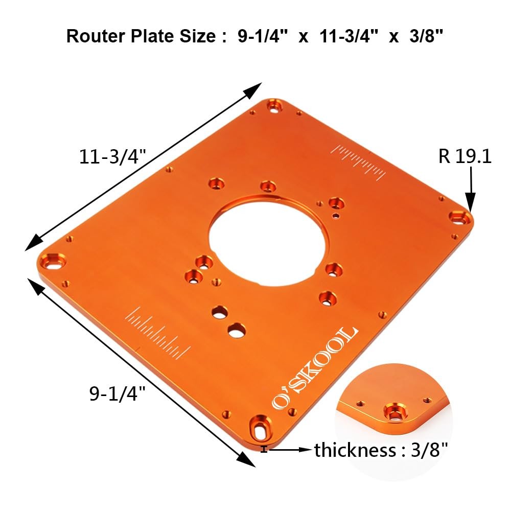 O'Skool Oskool Precision Aluminum Router Table Insert Plate Router Templates