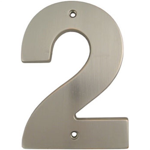 Contemporary House Numbeer, #2, 5 Inches, Satin Nickel by Stone Harbor Hardware
