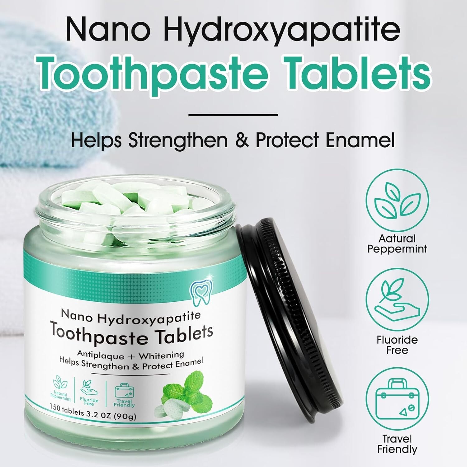 150PCS Toothpaste Tablets,Flouride Free Tablets,Sensitive...