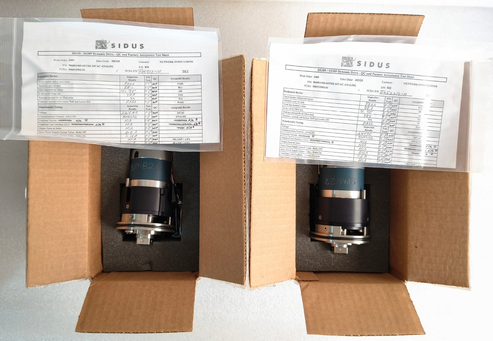 SIDUS SS110-310 DYANMIC DRIVE ASSEMBLY - PAN AXIS 24VAC