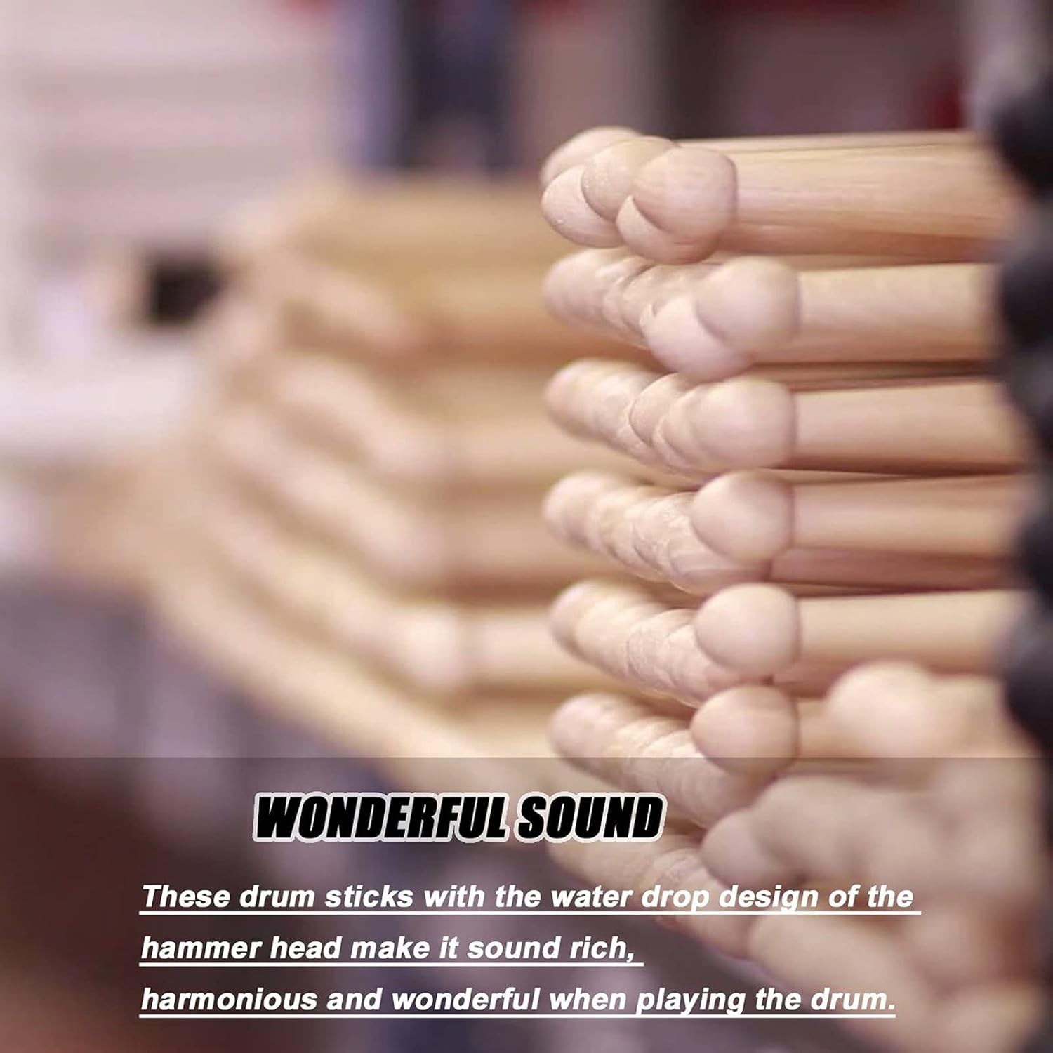 5A Maple Drumsticks with Water Drop Tip - Two Pair for Exceptional Tone