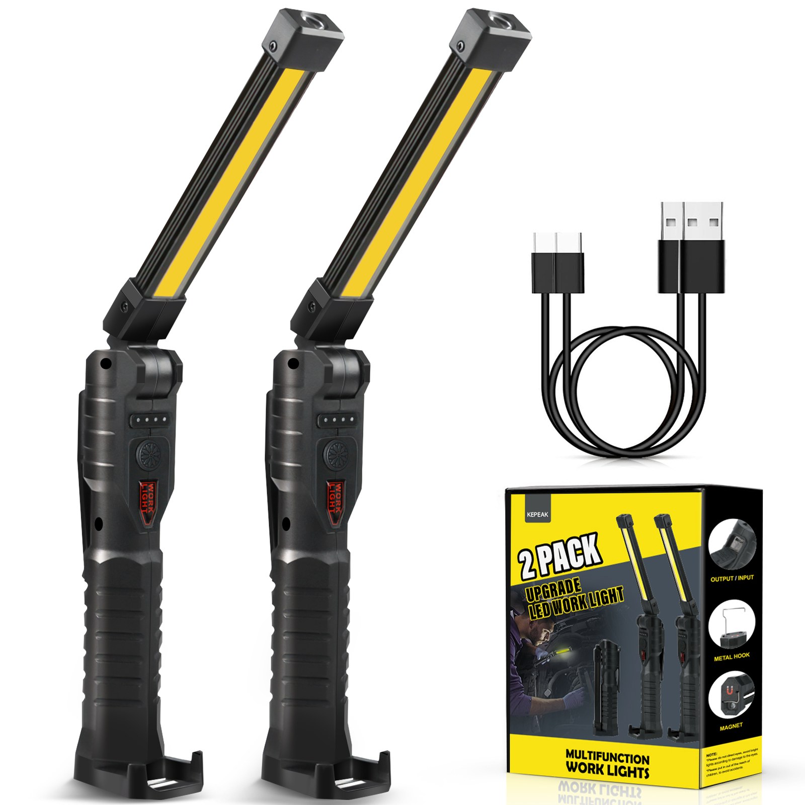 Rechargeable LED COB Work Light Mechanic Flashlight Lamp Magnetic Base Bright