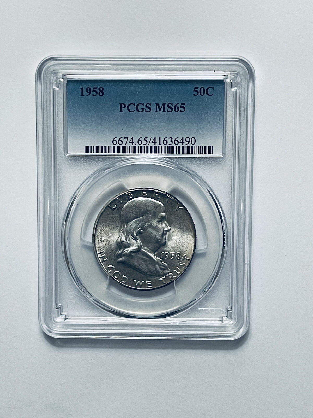 1958 Franklin Silver Half Dollar PCGS MS65