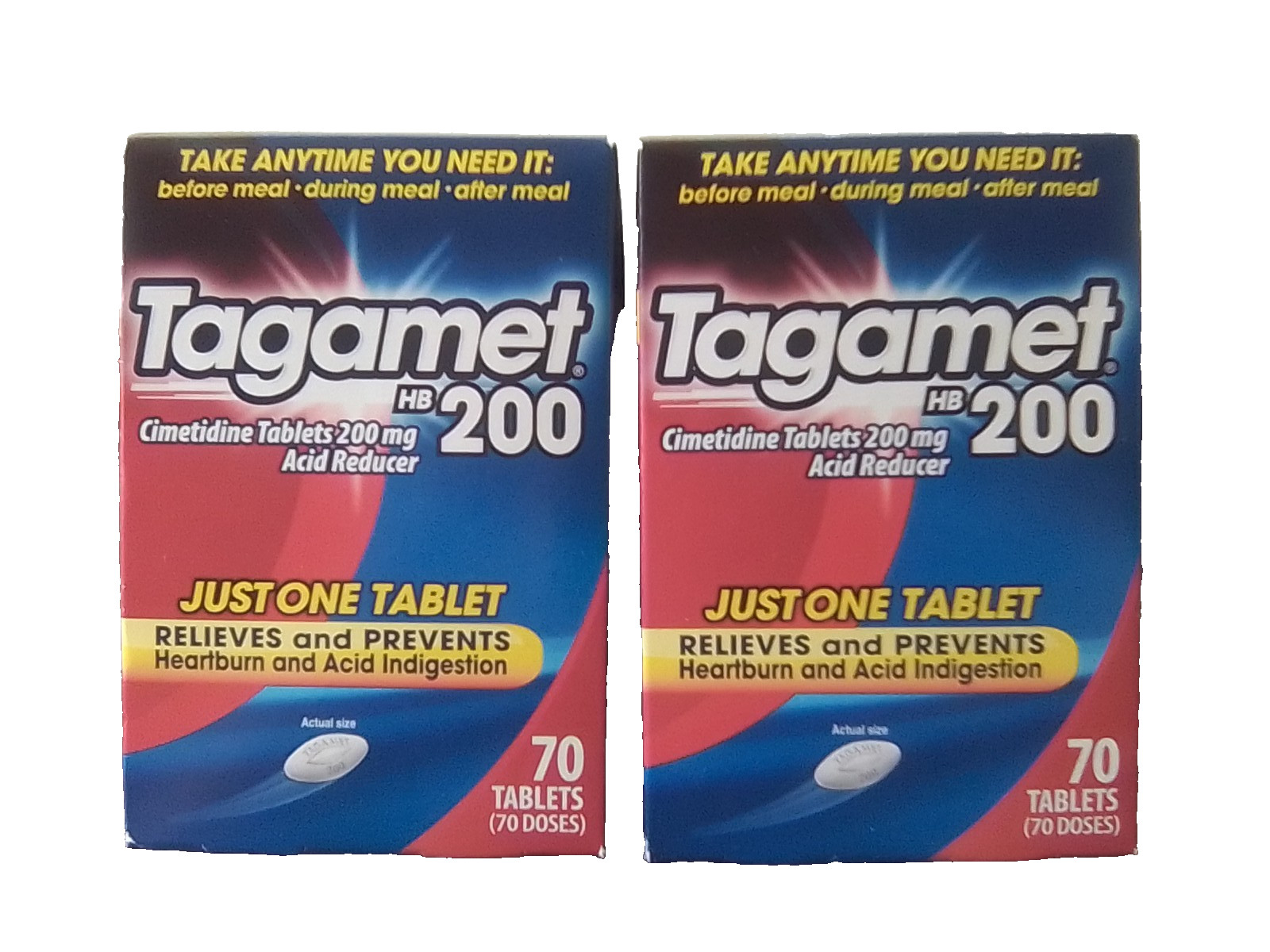 2x Tagamet HB 200mg Acid Reducer, 70 Tablets Each - Exp 03/2028+