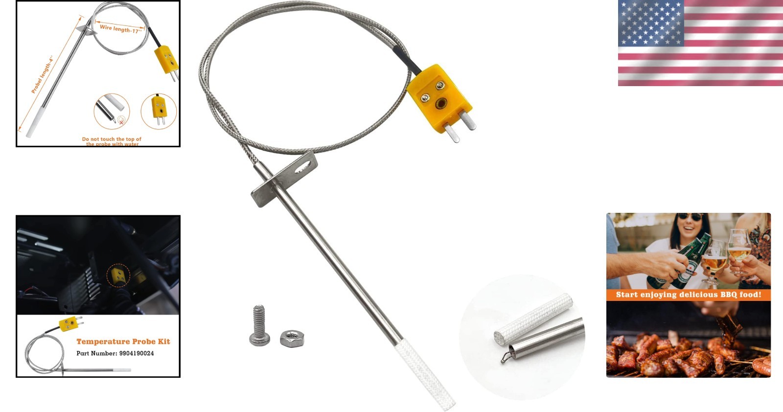 Stainless Steel Temperature Probe for Masterbuilt Grills - Accurate & Reliable
