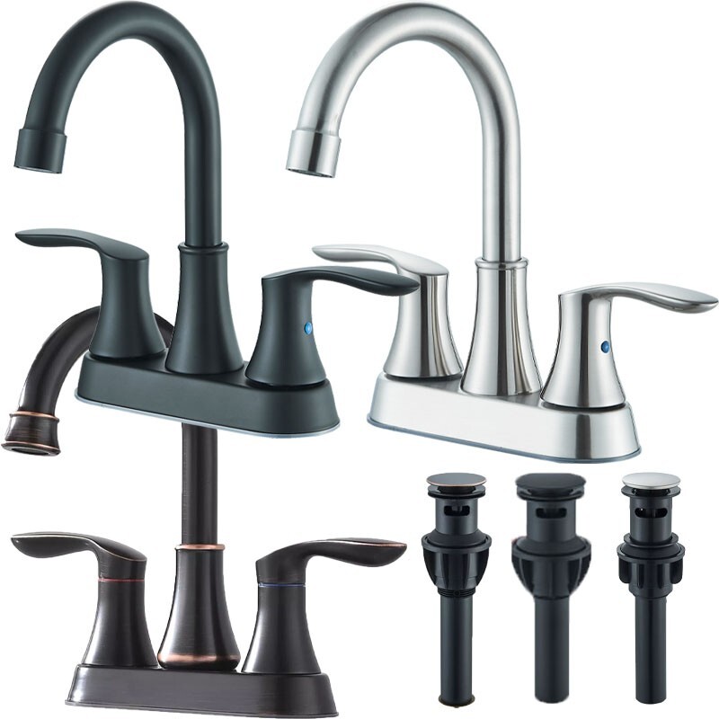4'' Waterfall Bathroom Sink Faucet 2 Handle Centerset Vanity Mixer Tap W/Drain