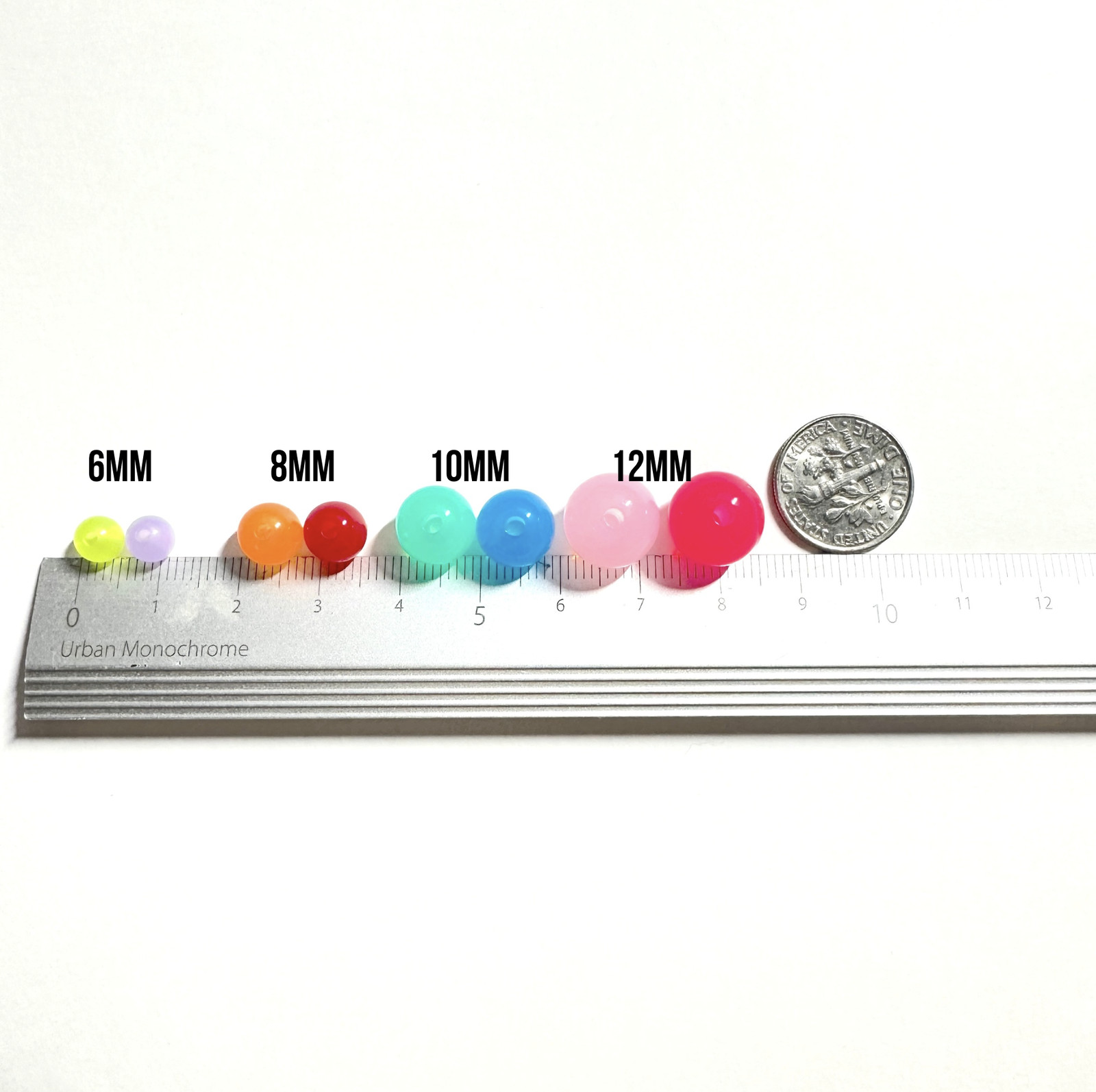 6MM/8MM Bright White Solid Colored Acrylic Round Ball Beads