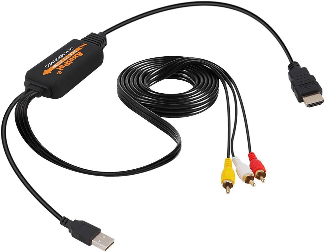 AuviPal 1080P RCA to HDMI Converter, All-in-One Composite AV Black