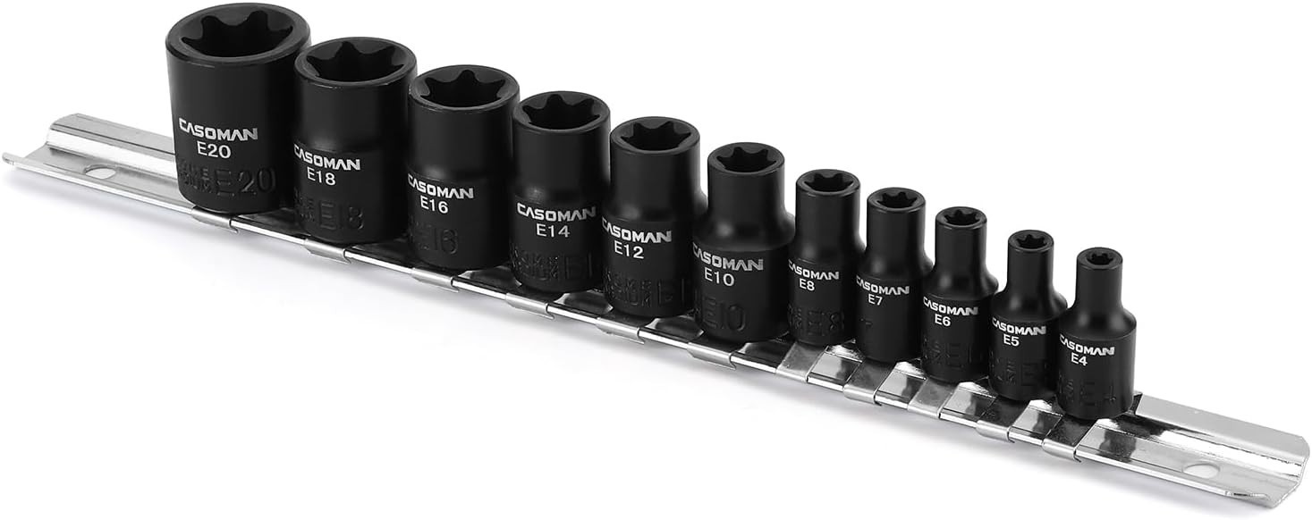 Comprehensive 11PC Chrome Vanadium E-Torx Socket Set with Black Phosphate Finish
