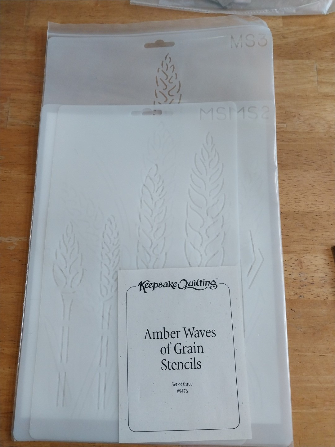 Keepsakes Quilting Amber Waves of Grain Stencils template Set of 3 #9476