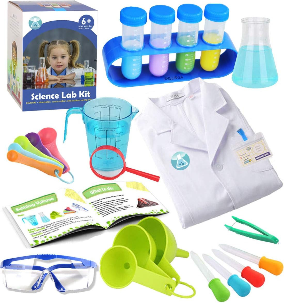 Kids Science Experiment Kit - Scientist Lab Coat Costume Dress Up Role Play Toy