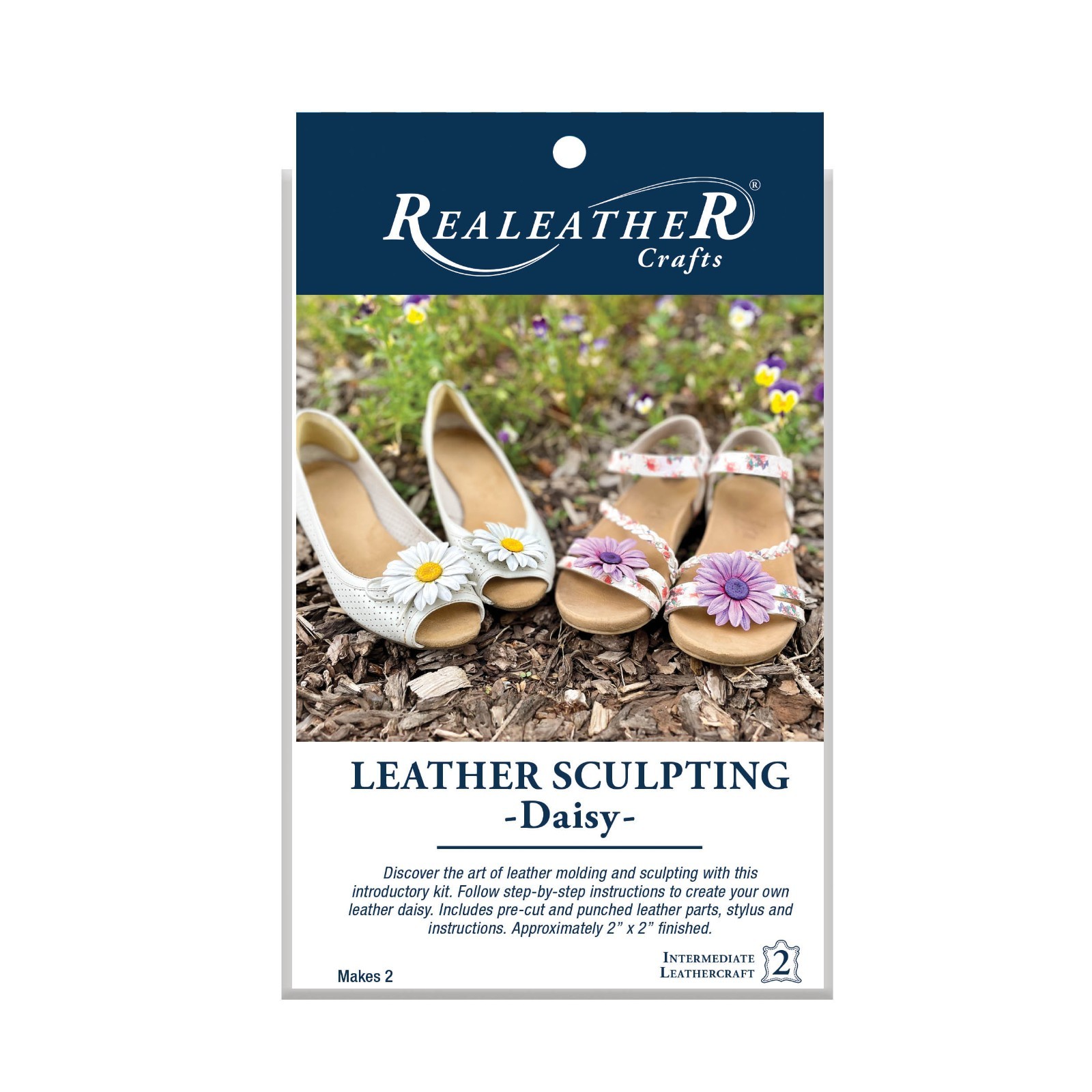 Daisy Flower Leathercraft Sculpting Kit Natural Veg-Tan Make Your Own 2/pk