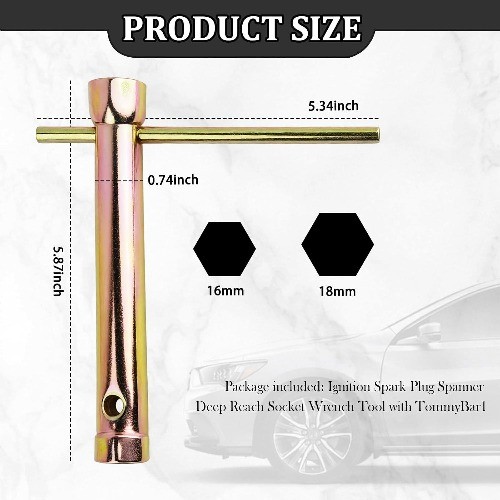 5/8" Spark Plug Socket Wrench, 16-18mm Double-Ended Universal Tool with Effort-S