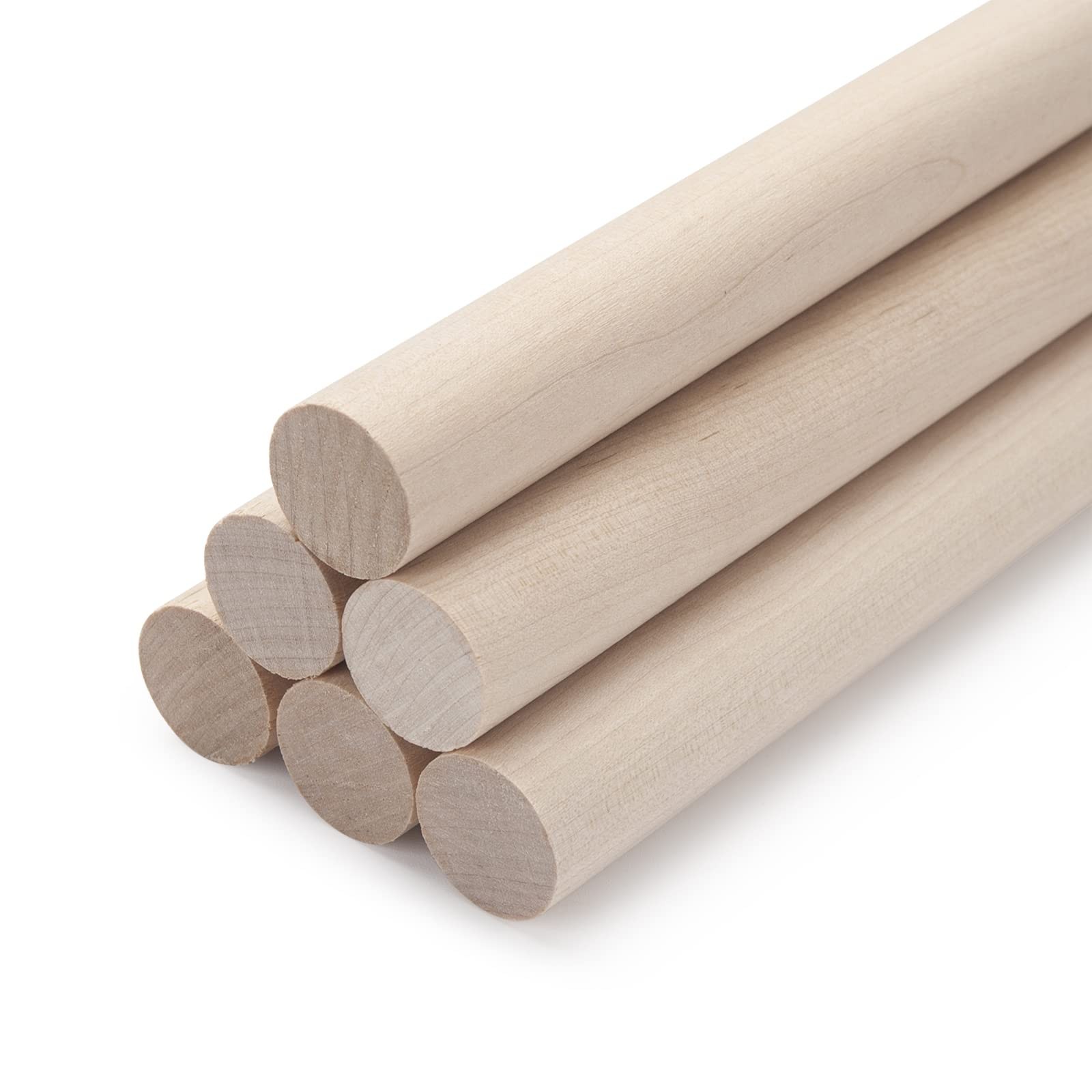 3/4 x 12 Wooden Dowels Wooden Sticks for Crafts, 6 PCS Macrame Wood Dowel Rod...