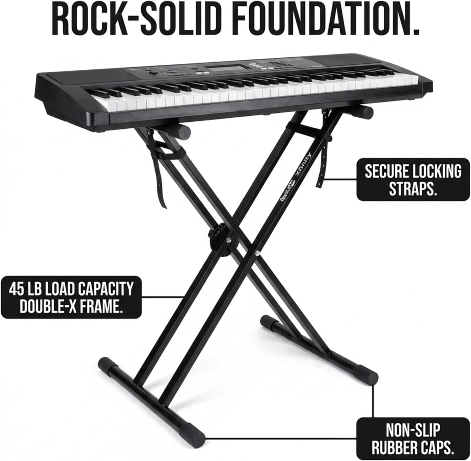 Xfinity Heavy-Duty, Double-X, Pre-Assembled, Infinitely Adjustable Piano Keyboar