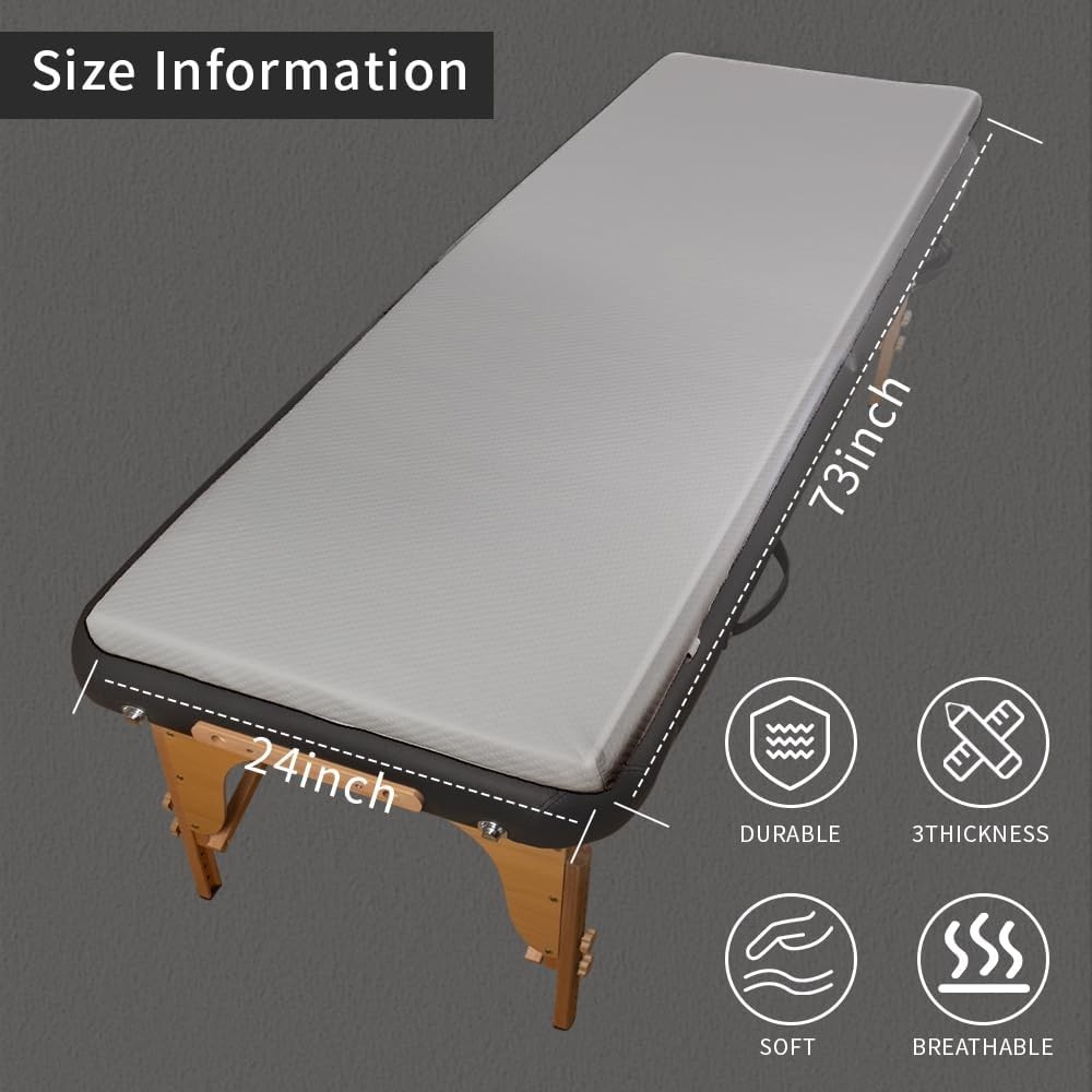 Professional Quality Memory Foam Massage Topper 73x24x2 - Removable & Easy Care
