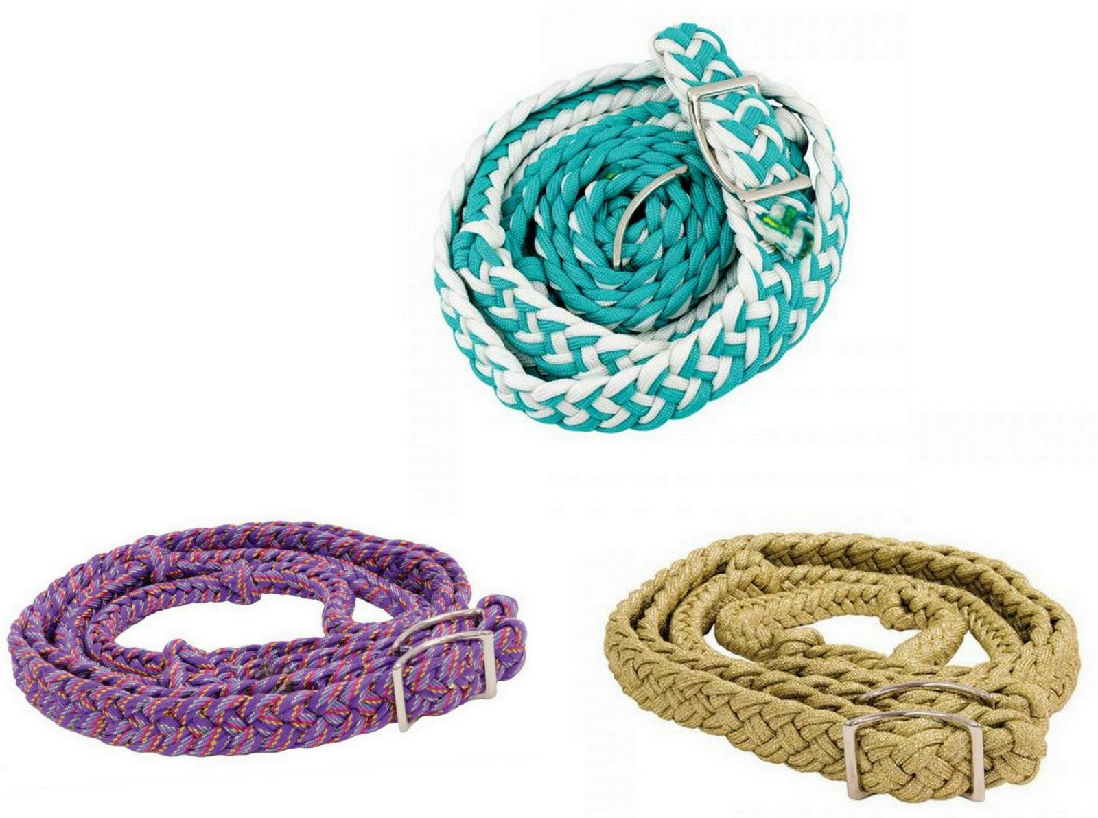 Western Barrel Horse 8' Para Cord Knotted Nylon Contest Reins Rein in COLORS !