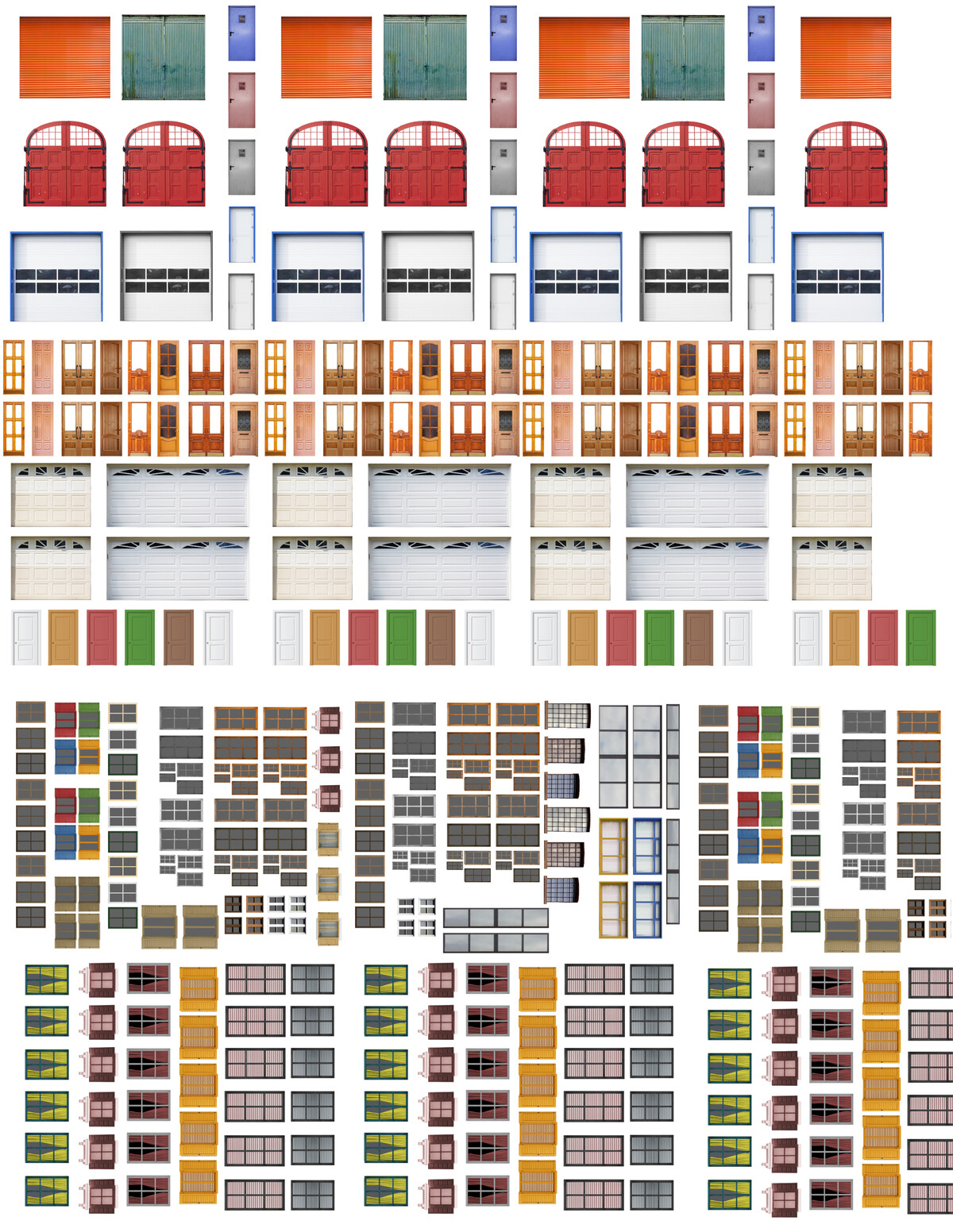 N Scale Doors and Windows Model Train Scenery Sheets – Five 8.5x11 Sheets