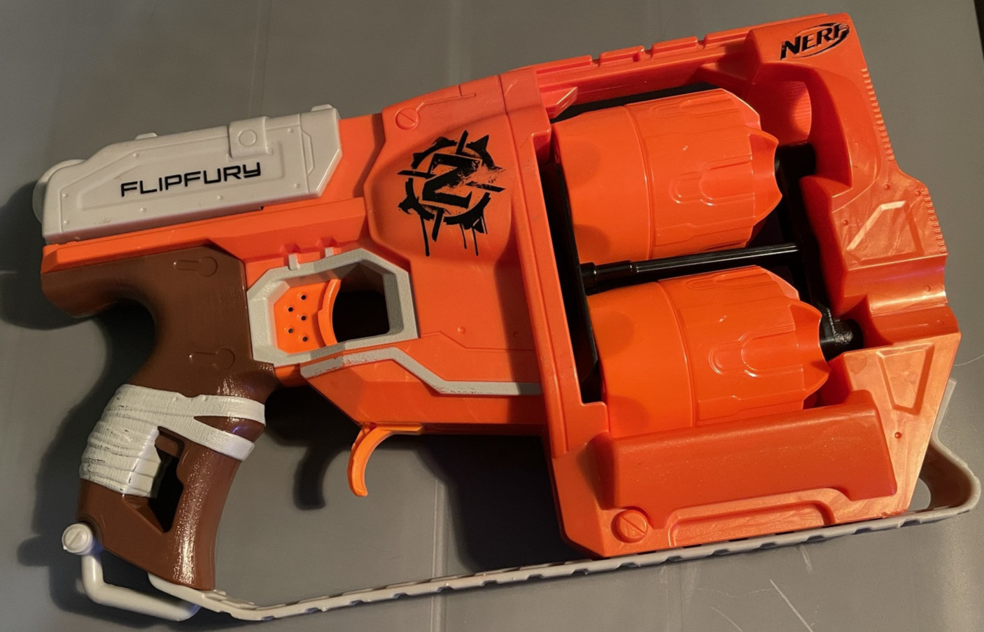 Nerf Flip Fury Zombie Blaster ~ In good condition. Works