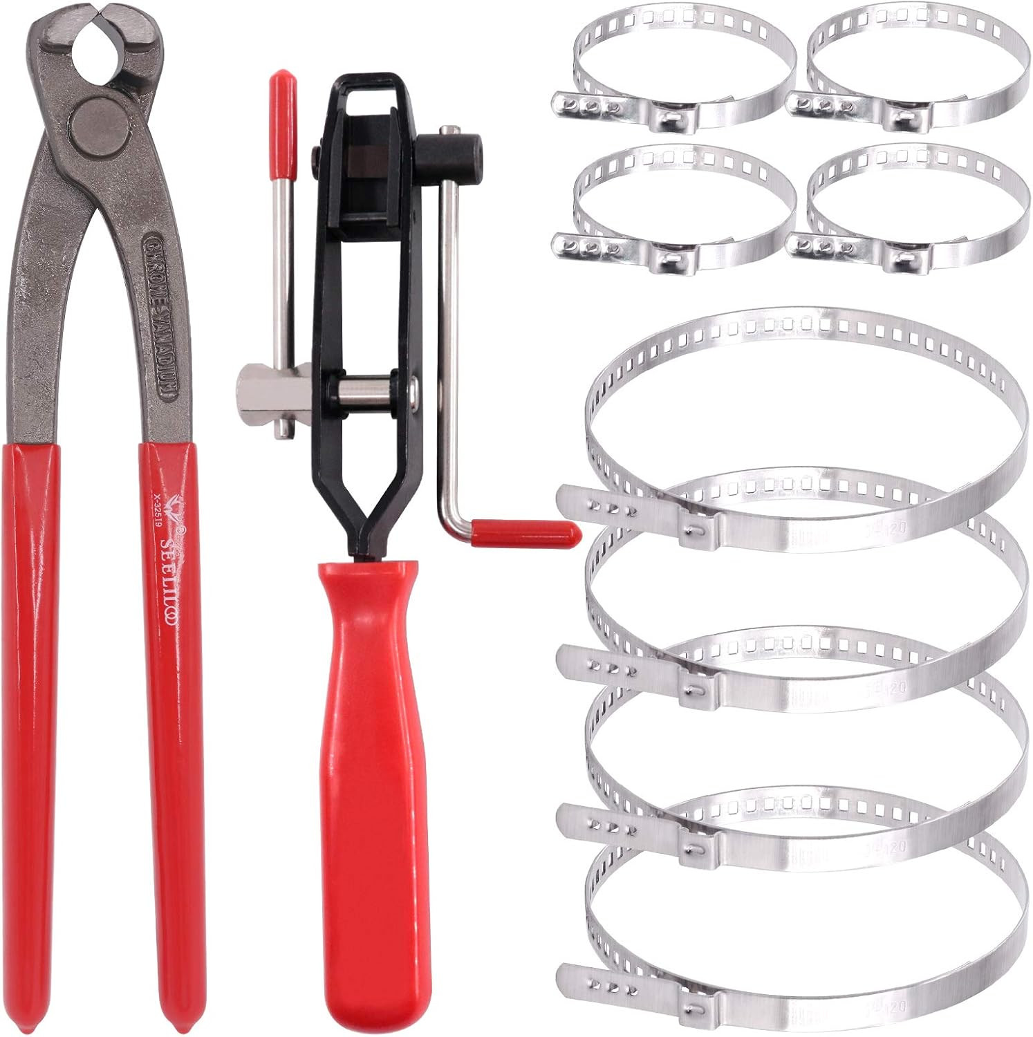 10Pcs Ear Clamp Pliers with CV Boot Clamps Kit, Ear Boot Tie Pliers, Car Band To