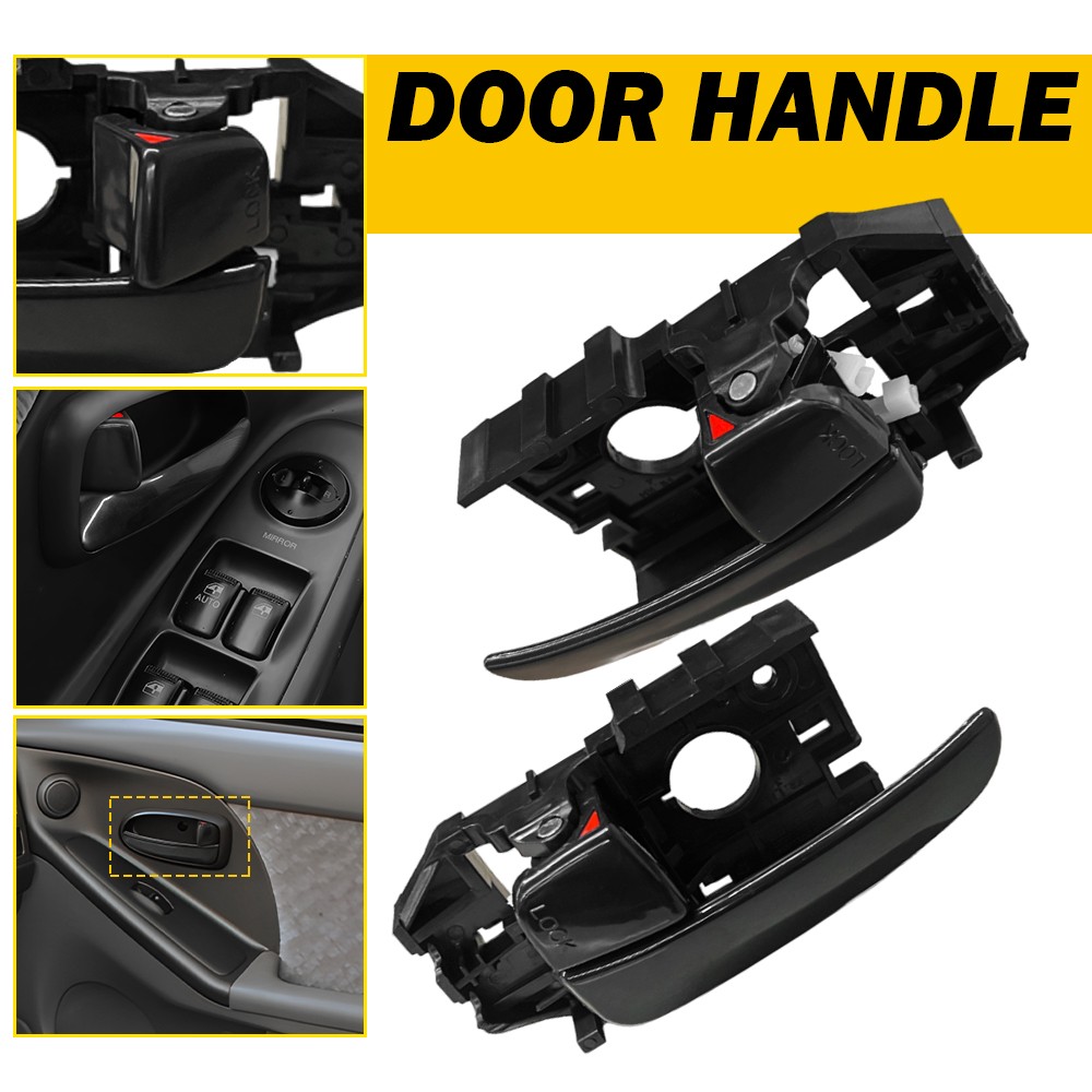 Front LH & RH Interior Door Handle Assembly Black For 2001-2006 Hyundai Elantra