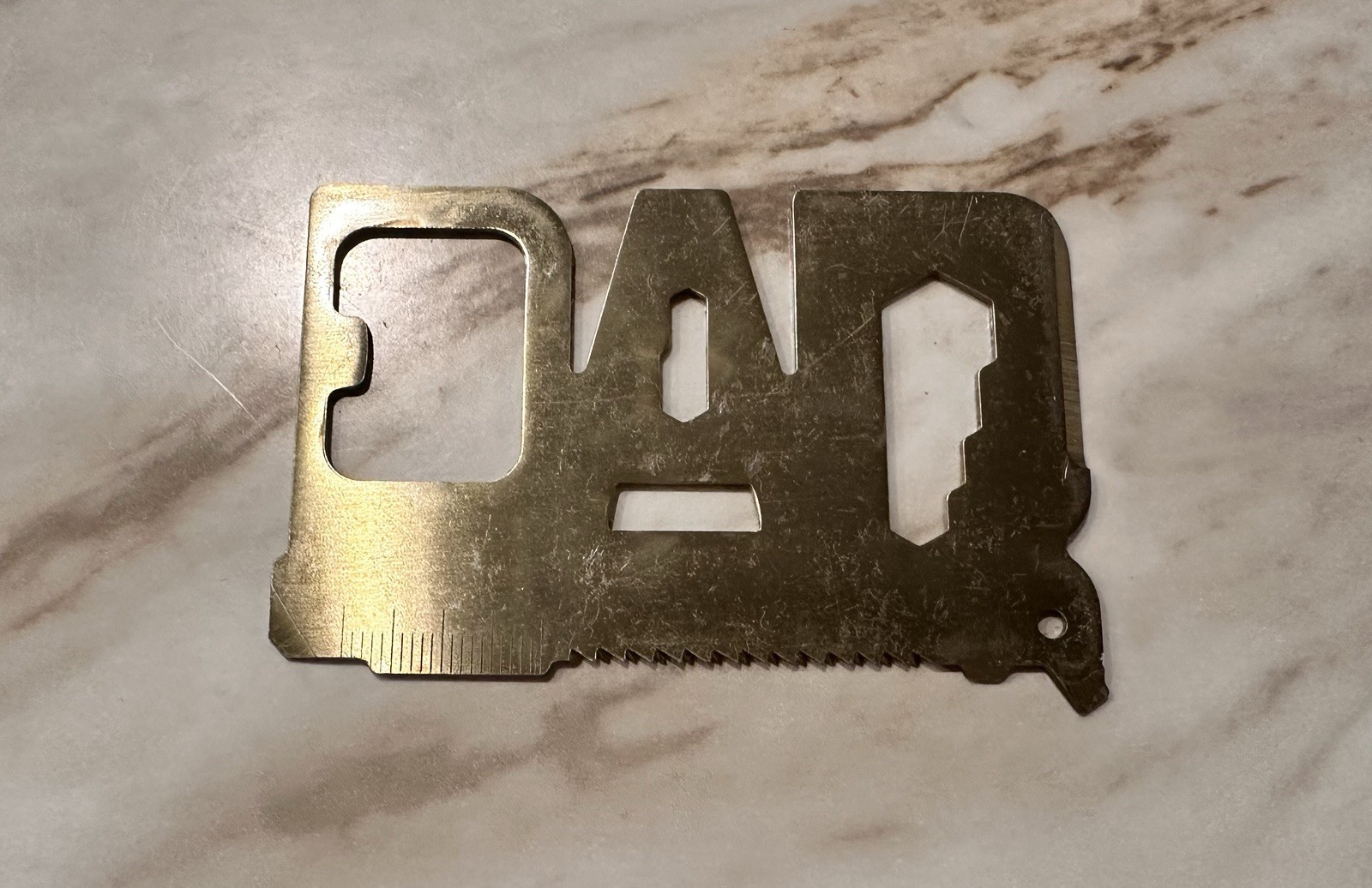 DAD Vintage Brass Pocket Multi-Tool | Survival Saw Ruler Wrench Bottle Opener