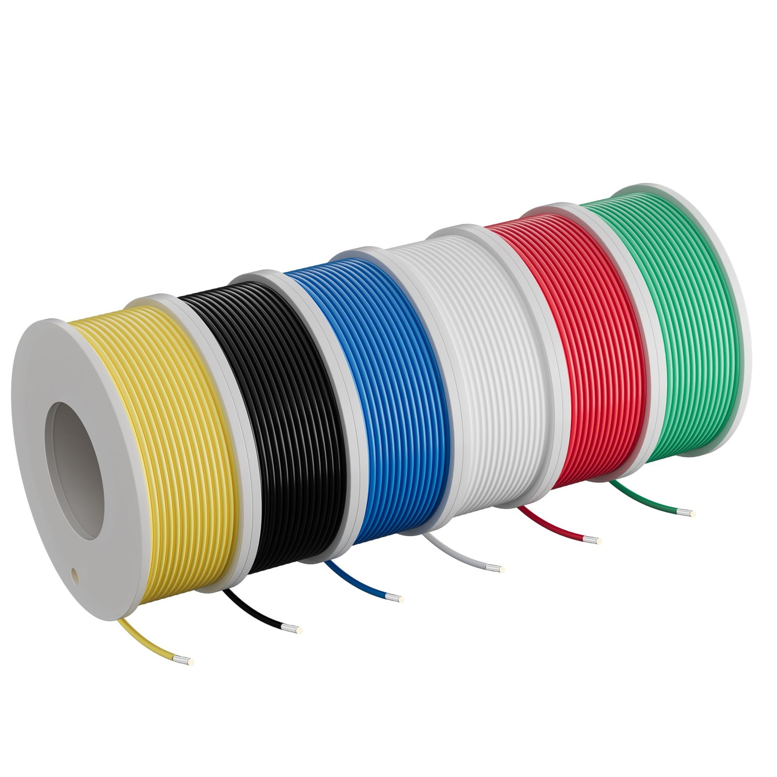 HiFind 22 AWG Solid Core Hook 25 FT, Black; white; green; yellow; red; blue