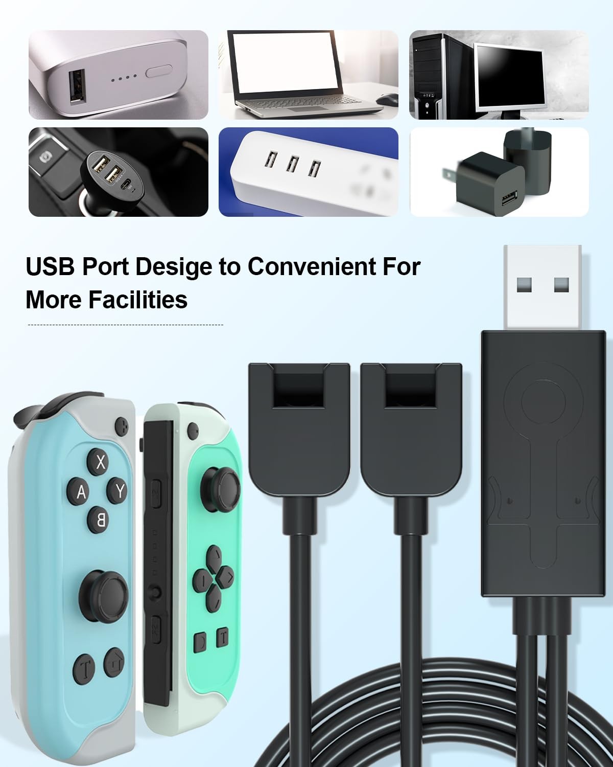 SYACHI Joycon Charger Cable for Switch, Portable USB Cable...