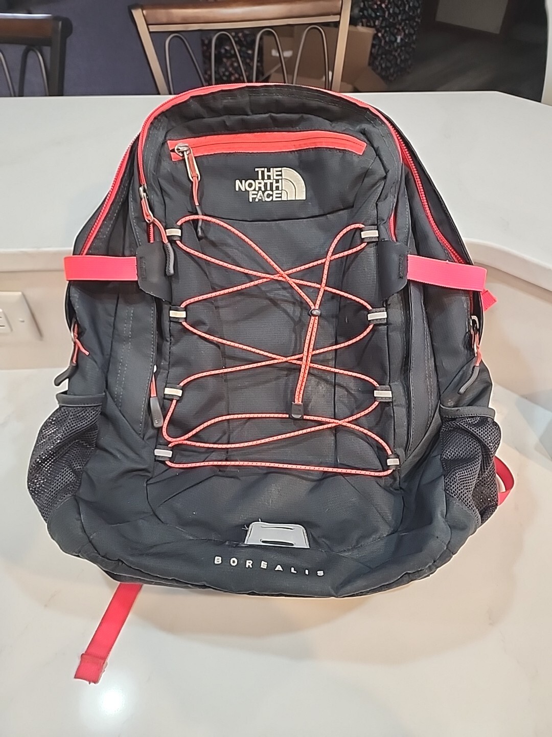 The North Face Borealis Backpack School Hiking Work Camping Bag Black/Pink