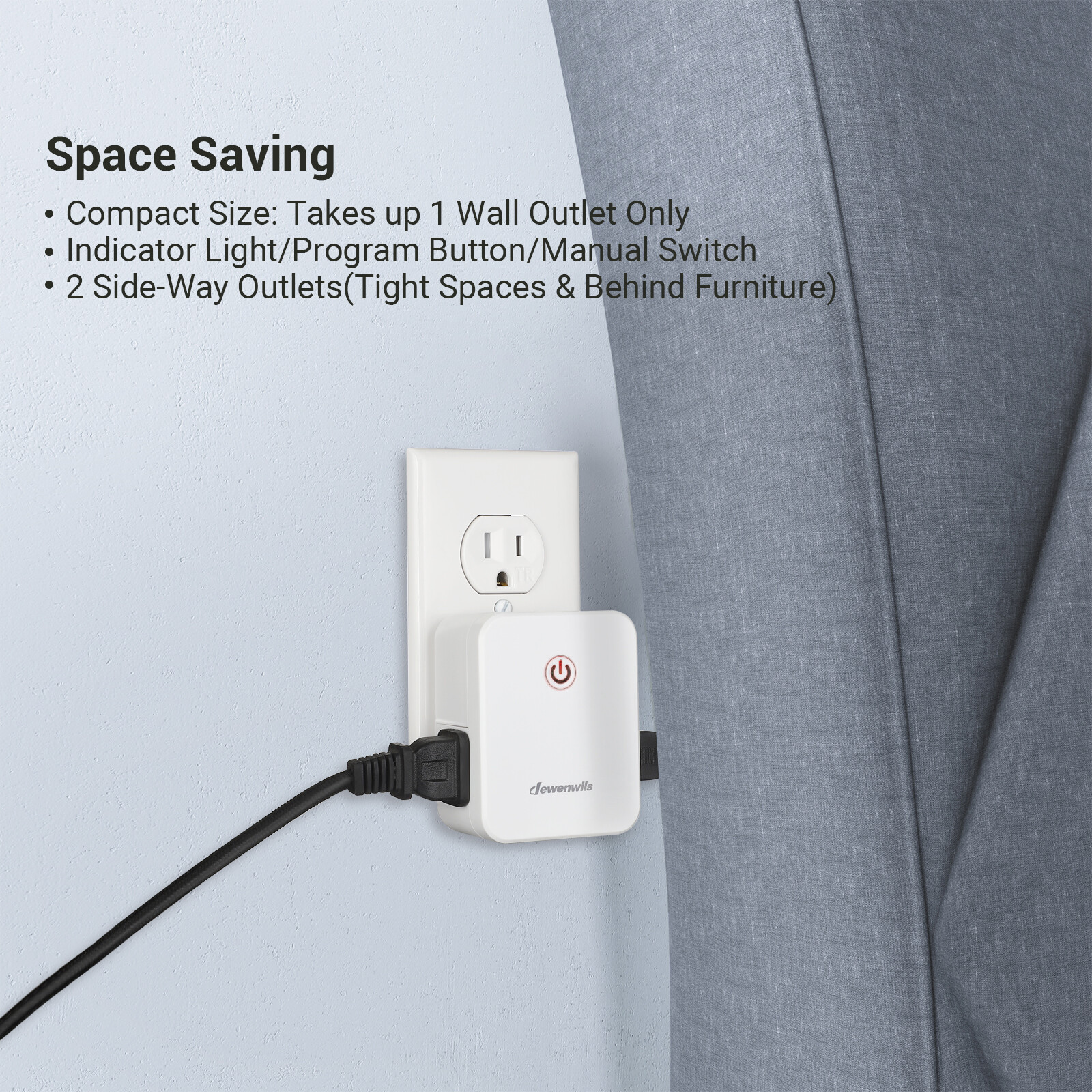 DEWENWILS Wireless Remote Control Outlet Electrical 2 Side-Way Outlets 100 ft