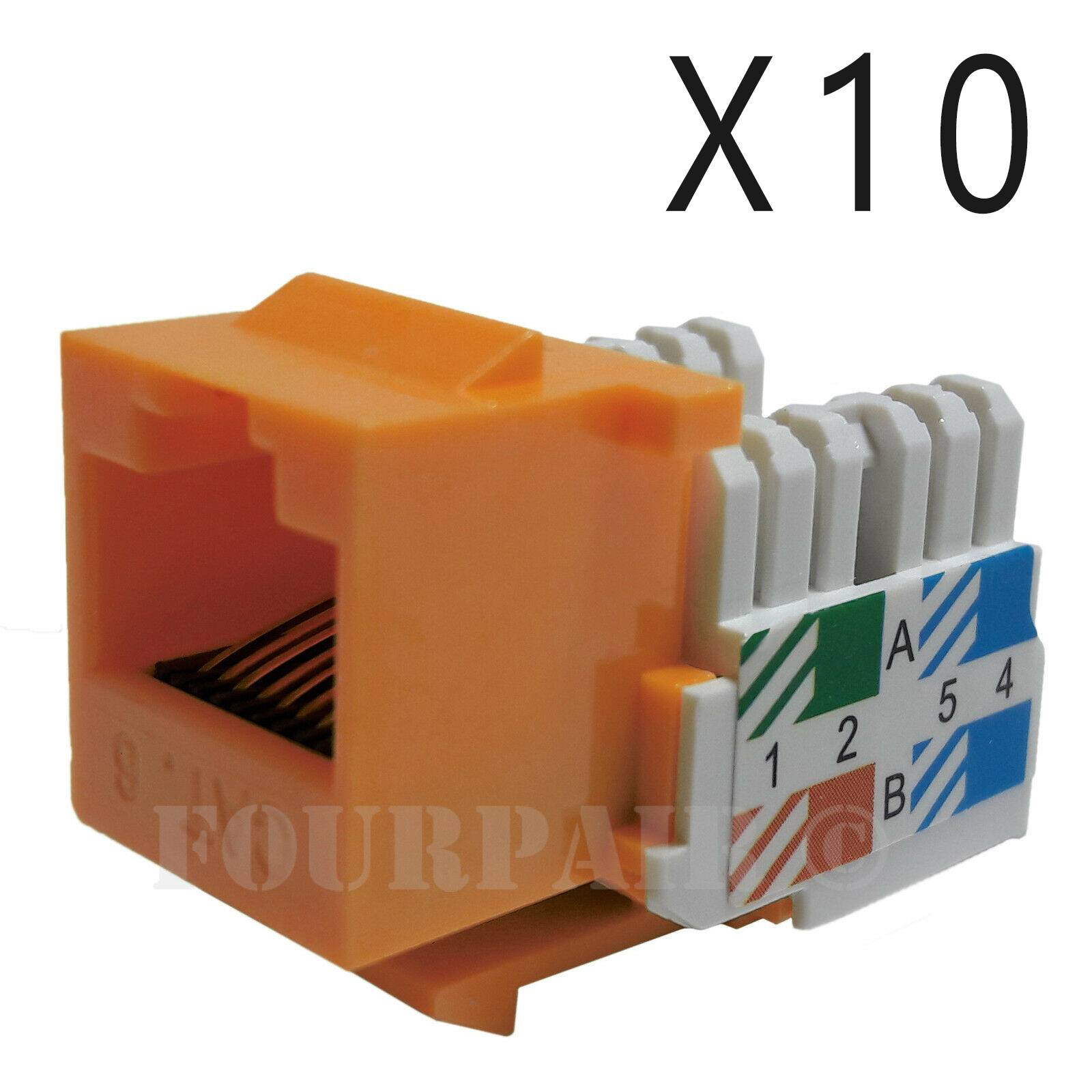 10x Pack Lot CAT6 Network RJ45 Port 110 Punch Down Keystone Snap-In Jack Orange