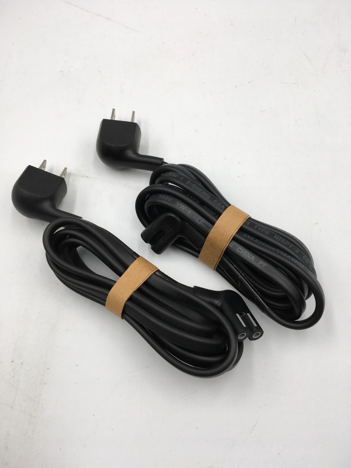 LOT OF 2 **NEW**  TV FIGURE 8 AC POWER CORD 90 DEGREE FLUSH 5' Ships from USA RS