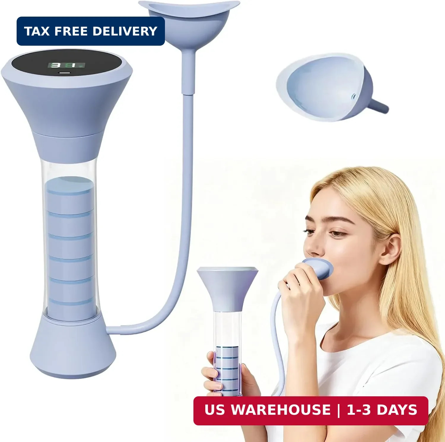 Deep Breathing Trainer, Adult Abdominal Weight Loss Trainer, Easy to Use and Cle