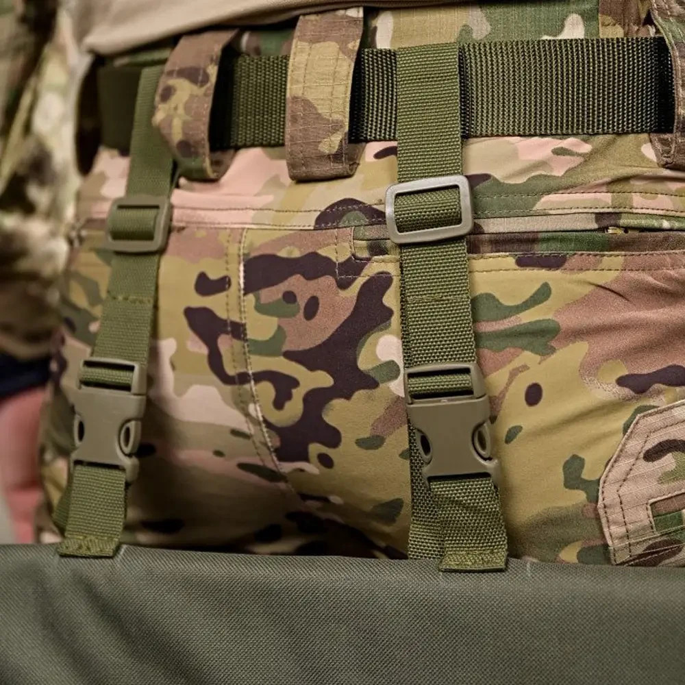 Folding three-section seat pad with Molle fastening, olive, 105x40x2 cm💛💙