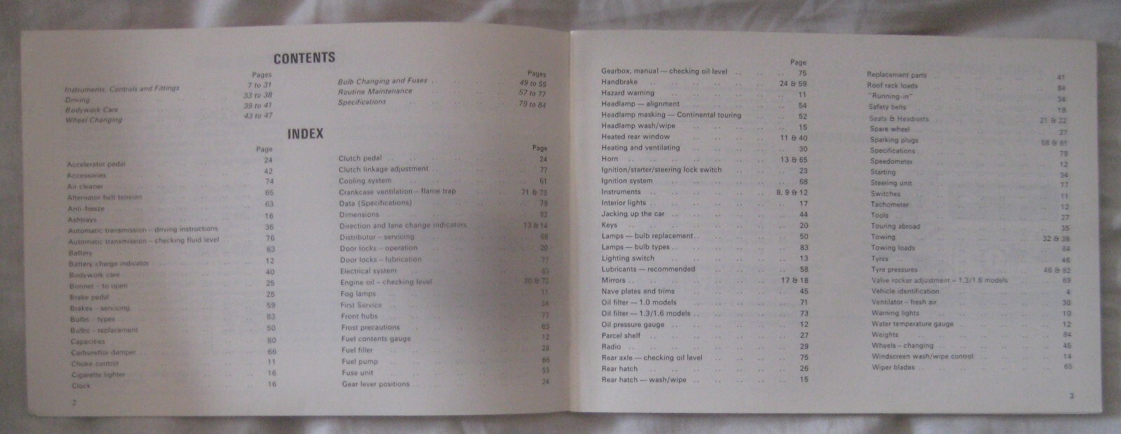 1980 Talbot Owner's Handbook