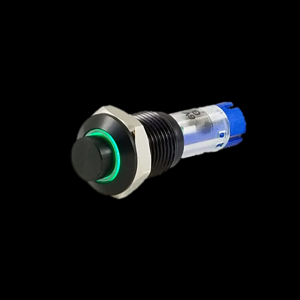 Tesi MIMMO 10MM LED Momentary Push Button Guitar Kill Switch Black/Green