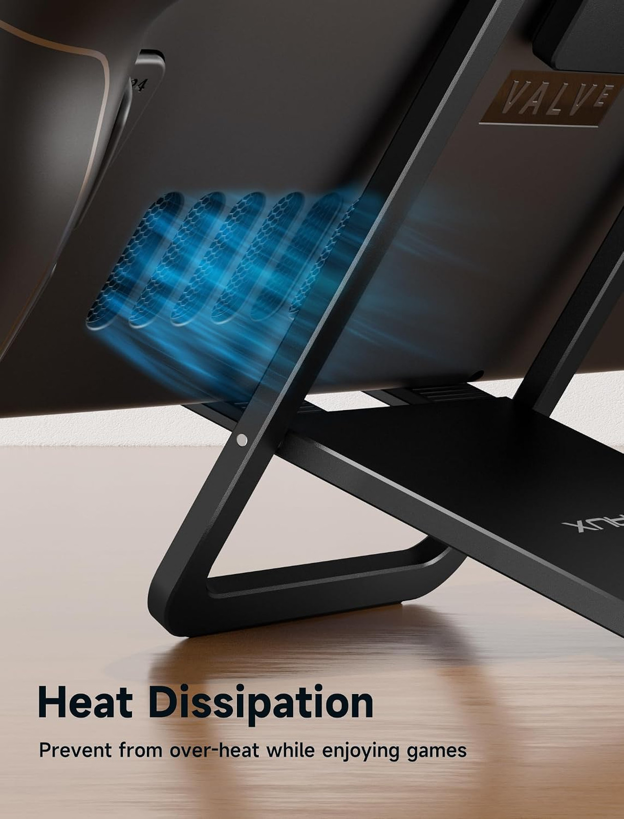 Tablet Stand, Adjustable Fold-Flat Holder, Alloy, Black, Compatible with iPads