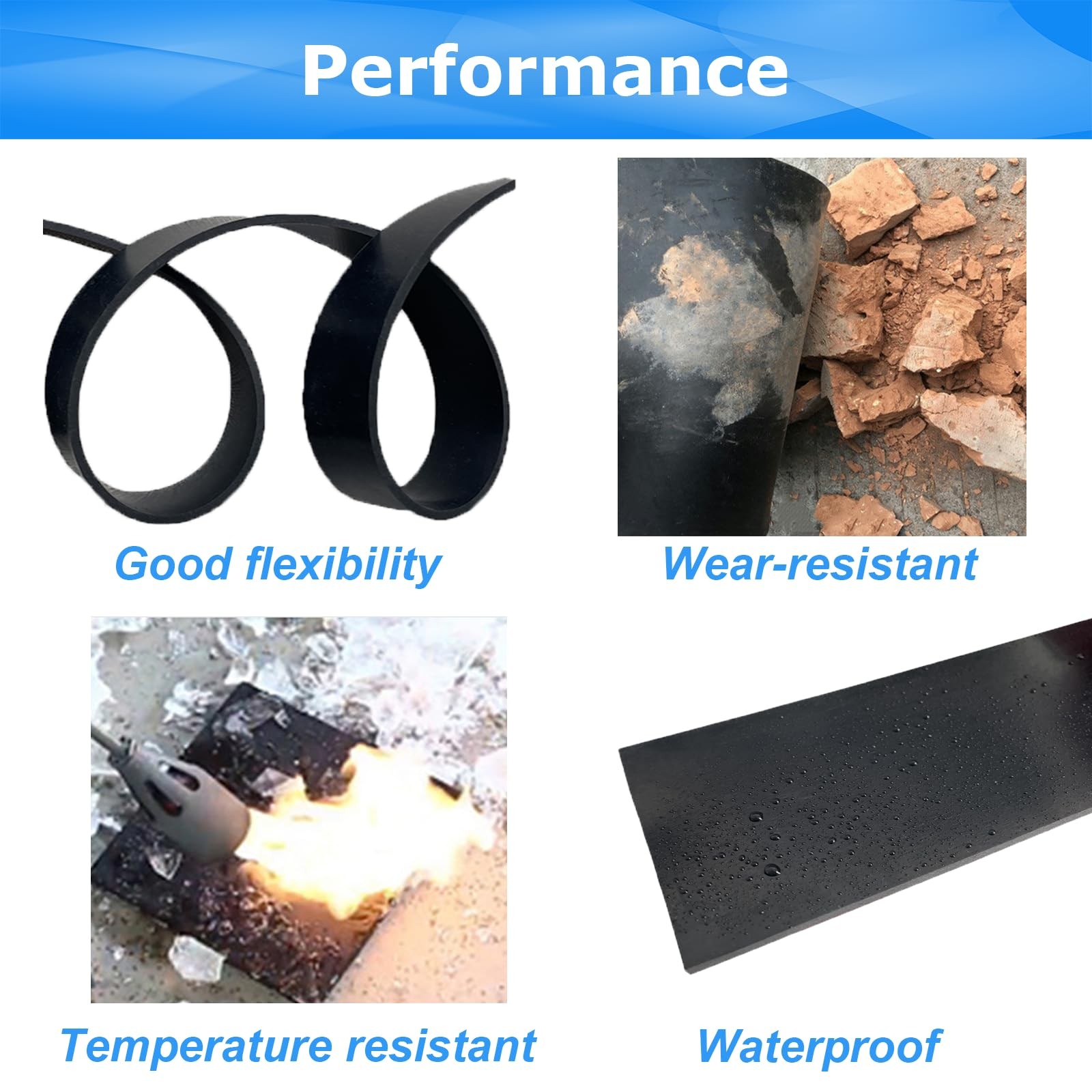 Solid Rubber Sheets,Rolls & Strips 1/16 (.062)" Thick X 4" Wide 4"X10'X1/16"