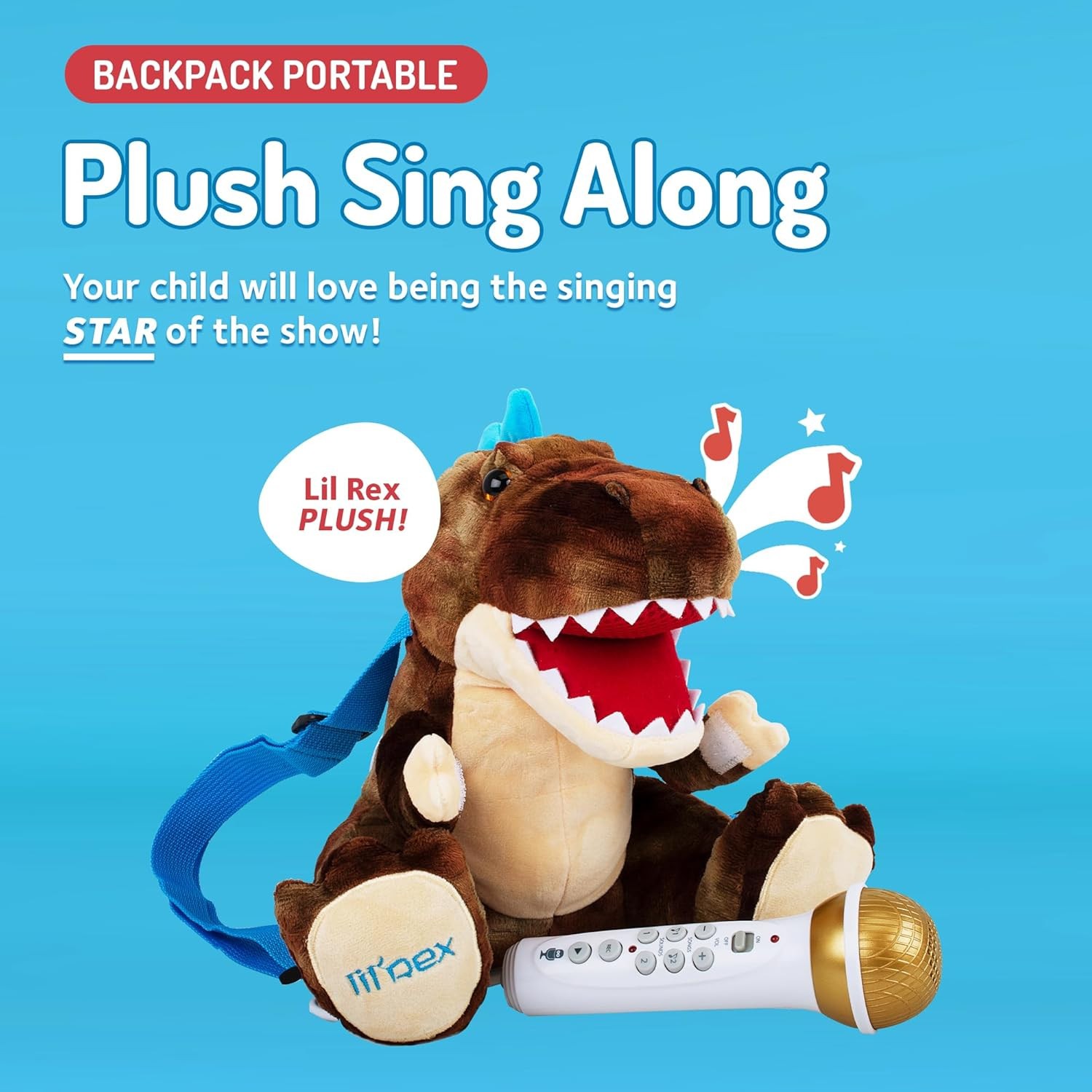 the Singing Machine Lil' Rex karaoke machine Backpack Sing A Long Crew Dinosaur