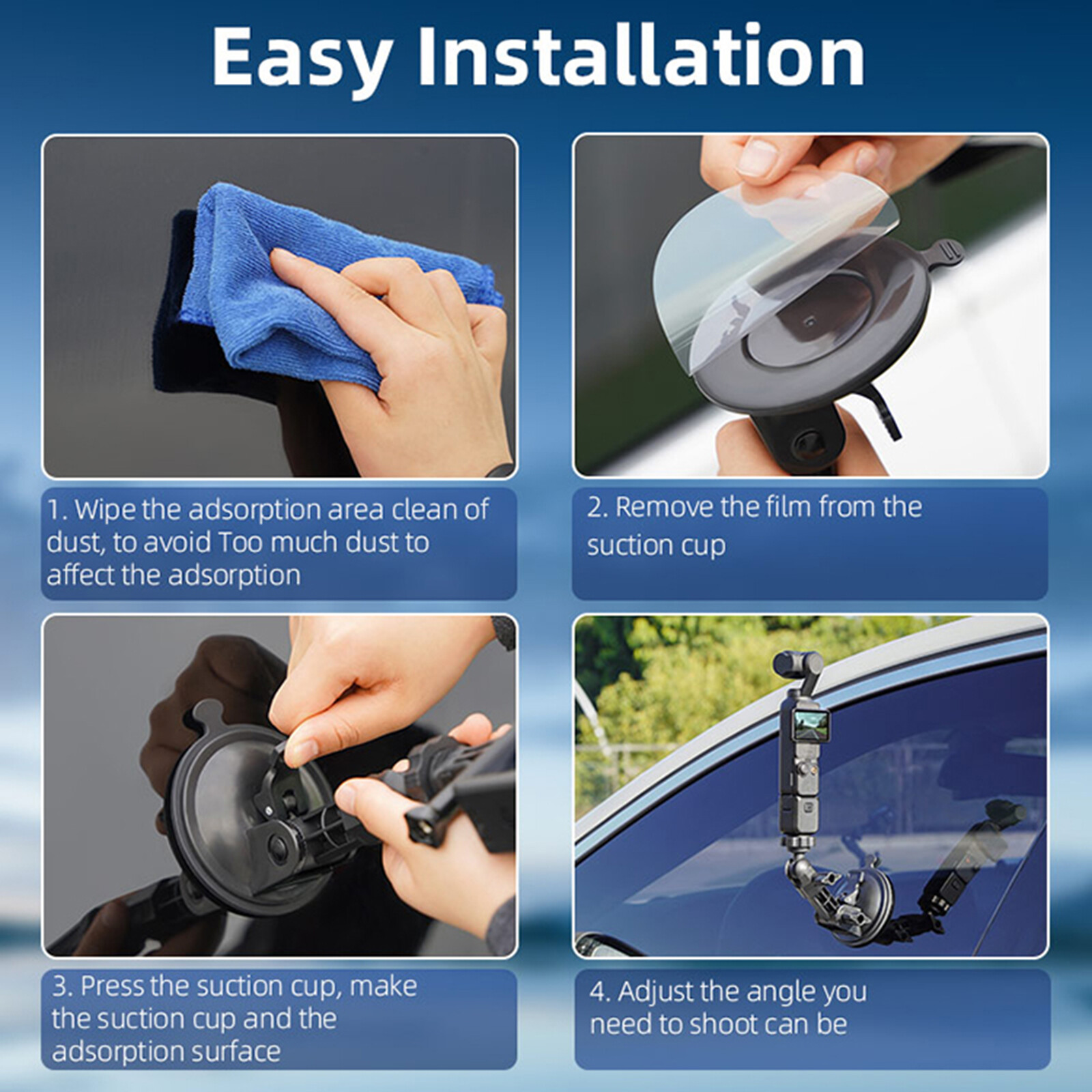 For DJI OSMO POCKET 3 Car Suction Cup Bracket Camera Adapter Bezel Accessory