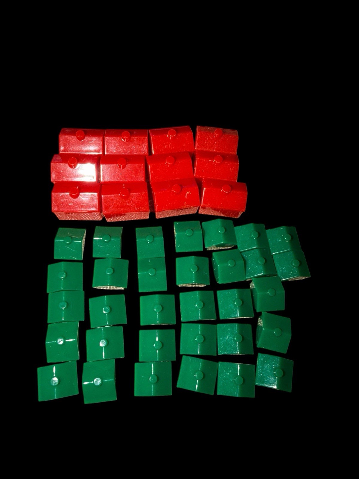 1999 Monopoly Replacement Houses & Hotels Complete Set 32 Green 12 Red Hasbro